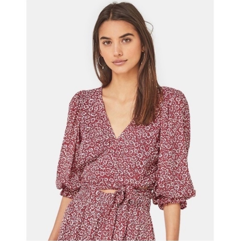 Auguste the Label Marlowe Frida Floral Cropped Wrap Blouse - Picture 1 of 6